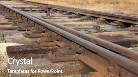  Presentation with underground metro rails - Slides consisting of railway details - rails and sleeper background and a  colored foreground