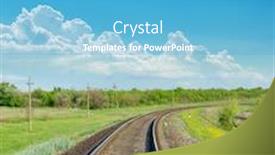  Presentation with horizon - PPT layouts enhanced with railway goes to horizon in green landscape background and a teal colored foreground