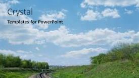  Presentation with horizon - Cool new presentation theme with railway goes to horizon in green landscape backdrop and a light blue colored foreground