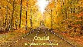  Presentation with railway - Colorful PPT theme enhanced with railway in autumn forest backdrop and a tawny brown colored foreground