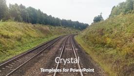  Presentation with railway - PPT theme enhanced with railway-in-natural-environment-view background and a tawny brown colored foreground