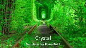  Presentation with railway - Amazing slide set having railway-in-the-spring-forest backdrop and a forest green colored foreground