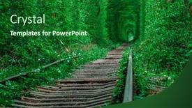  Presentation with railroad - Slides consisting of railway-in-the-spring-forest background and a forest green colored foreground