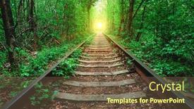  Presentation with railroad - Cool new PPT theme with railway-in-the-spring-forest backdrop and a tawny brown colored foreground