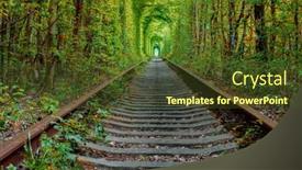  Presentation with railway - Theme enhanced with railway-in-the-spring-forest background and a tawny brown colored foreground