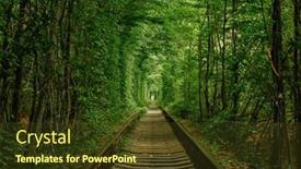  Presentation with railway - PPT theme consisting of railway-in-the-spring-forest background and a  colored foreground