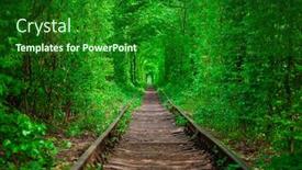  Presentation with railway - Theme enhanced with railway in the spring forest tunnel of love background and a forest green colored foreground