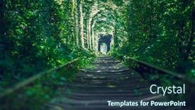  Presentation with railway - Cool new slides with railway-in-the-spring-forest backdrop and a tawny brown colored foreground