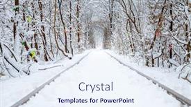  Presentation with railway - Slide set enhanced with railway-in-the-winter-forest background and a sky blue colored foreground