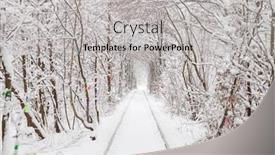  Presentation with railway - Beautiful slide set featuring railway-in-the-winter-forest backdrop and a light gray colored foreground