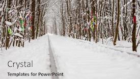  Presentation with forest winter - Slide set consisting of railway-in-the-winter-forest background and a white colored foreground