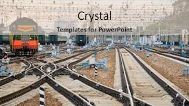  Presentation with rail - Beautiful PPT theme featuring railway junction perspective of crossing backdrop and a lemonade colored foreground