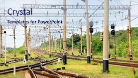  Presentation with railway infrastructure - Slide set consisting of railway lines - railroad infrastructure background and a sky blue colored foreground