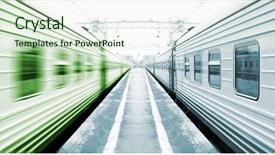  Presentation with symmetrical - PPT layouts featuring railway lines - symmetrical trains background and a soft green colored foreground