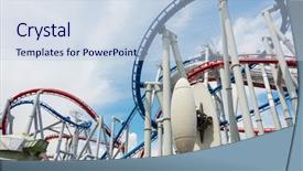  Presentation with amusement park - Theme with railway of roller coaster in amusement park background and a lemonade colored foreground