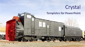  Presentation with plough - PPT theme featuring railway plough colorado railroad museum background and a sky blue colored foreground