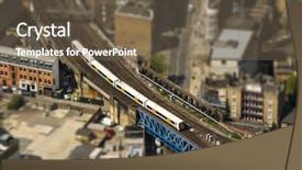  Presentation with train bridge - PPT layouts with railway station - aerial view of a train background and a tawny brown colored foreground