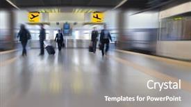  Presentation with railway - Slide set having railway station - business people at the airport background and a gray colored foreground