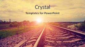  Presentation with autumn morning - Beautiful PPT layouts featuring railway station - railroad track during autumn foggy backdrop and a  colored foreground