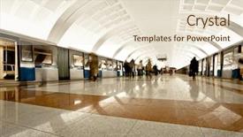  Presentation with trains - Cool new slide deck with railway station - two trains on underground platform backdrop and a lemonade colored foreground