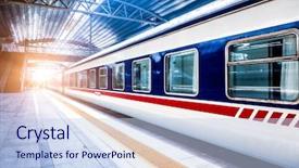  Presentation with railway - Beautiful presentation theme featuring railway station in beijing backdrop and a light blue colored foreground