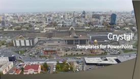  Presentation with railway - PPT layouts featuring railway station in kiev aerial background and a gray colored foreground