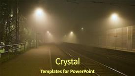  Presentation with railway - Colorful presentation enhanced with railway station in the fog backdrop and a tawny brown colored foreground