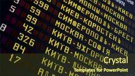  Presentation with railway - Presentation theme having railway station with cyrillic letter background and a tawny brown colored foreground