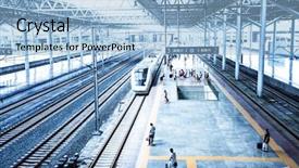  Presentation with railway - Beautiful PPT theme featuring railway station backdrop and a light blue colored foreground
