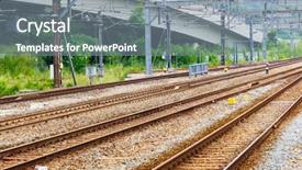  Presentation with train railway - Theme enhanced with young businessman going to work background and a gray colored foreground