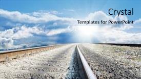  Presentation with railway - Beautiful slide deck featuring railway to sun backdrop and a light blue colored foreground