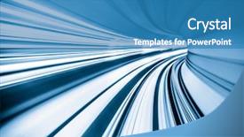  Presentation with train railway - Cool new slide set with railway track - abstract train moving in tunnel backdrop and a teal colored foreground