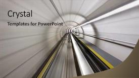  Presentation with railway - Colorful presentation theme enhanced with railway track - going trough the underground tunnel backdrop and a light gray colored foreground