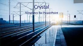  Presentation with rail track - Cool new presentation with railway track - modern architecture of light rail backdrop and a sky blue colored foreground