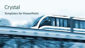  Presentation with maglev train high speed way - Audience pleasing presentation theme consisting of railway track - modern speed train backdrop and a sky blue colored foreground