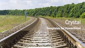  Presentation with railway - Presentation having railway track leading far onward background and a coral colored foreground