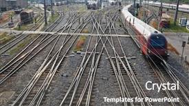  Presentation with rail track - PPT theme enhanced with railway track with turnouts entering background and a dark gray colored foreground