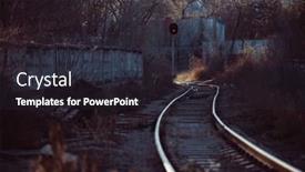  Presentation with industrial zone - Presentation theme featuring railway-tracks-and-electric-lines background and a dark gray colored foreground