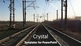  Presentation with transmission lines - Presentation design featuring railway-tracks-and-electric-transmission background and a dark gray colored foreground
