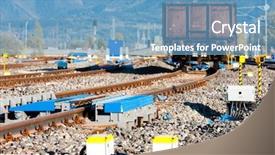  Presentation with railway tracks - Beautiful presentation theme featuring railway tracks in station zilina backdrop and a teal colored foreground