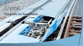  Presentation with railway tracks - Cool new PPT theme with railway-tracks-in-station-zilina backdrop and a light blue colored foreground