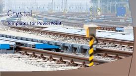  Presentation with railway tracks - PPT theme consisting of railway-tracks-in-station-zilina background and a sky blue colored foreground