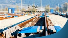  Presentation with railway tracks - PPT theme with railway-tracks-in-station-zilina background and a light blue colored foreground