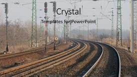 Presentation with railway tracks - Presentation having railway tracks leading into the distance background and a light gray colored foreground