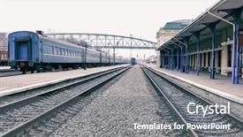  Presentation with tracks - Cool new theme with railway tracks on station backdrop and a gray colored foreground