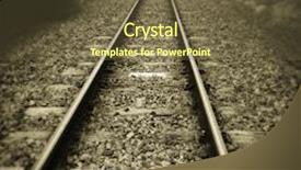  Presentation with railway tracks - Cool new presentation theme with people walking down the street backdrop and a tawny brown colored foreground