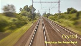  Presentation with high speed railway - Slide set enhanced with railway-tracks-with-high-speed background and a violet colored foreground