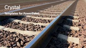  Presentation with railroad - PPT layouts featuring railway tracks background and a coral colored foreground