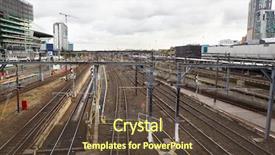  Presentation with melbourne - Audience pleasing PPT layouts consisting of railway tracks backdrop and a tawny brown colored foreground