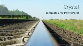  Presentation with railway tracks - Theme featuring railway tracks background and a sky blue colored foreground